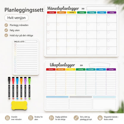 Magnetisk Familieplanlegger – Måneds-, Ukes- og Dagstavle