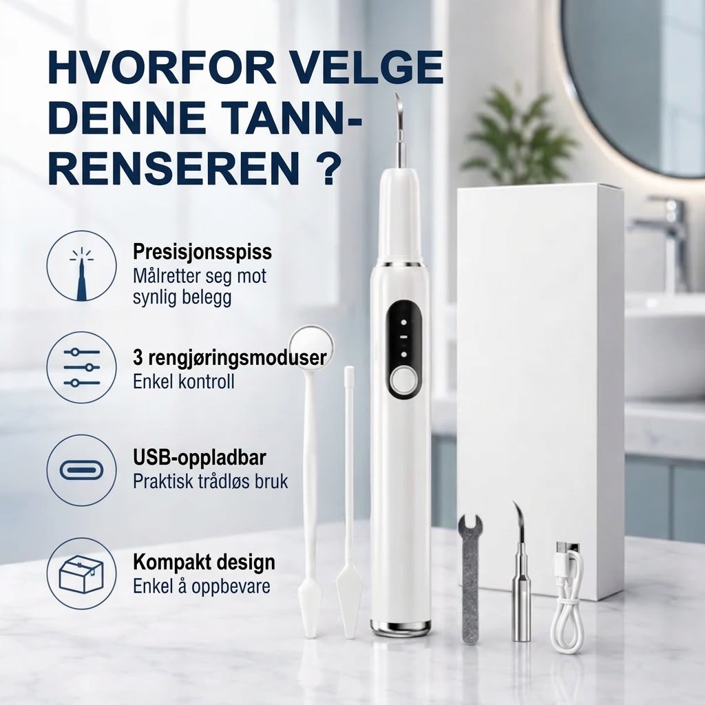 Bærbart ultralyd-tannrenser og tannsteinfjerner-sett