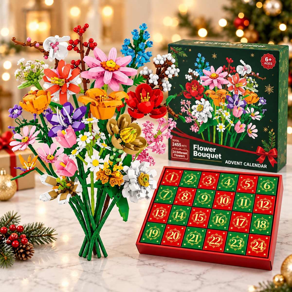 Bloom & Build Julekalender – Bygg din egen magiske bukett til jul
