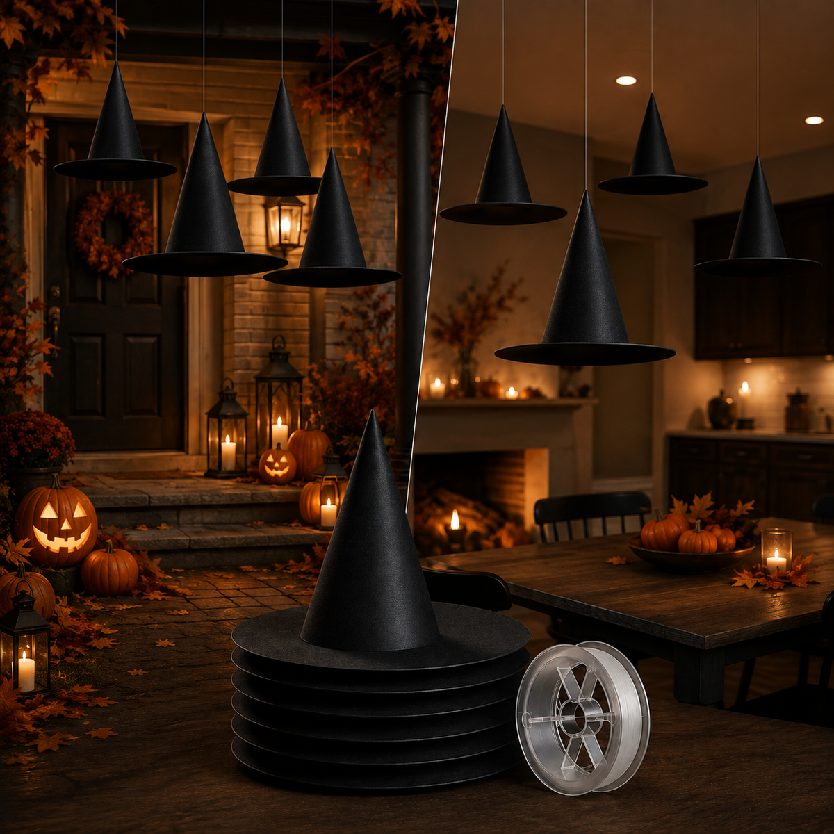 Svevende heksehatter – årets magiske Halloween-dekorasjon