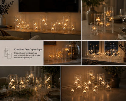 Cylinder Glow – Glasslykter i 3-pakning
