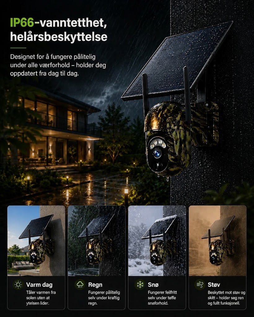 SolarWatch 360 Camo – Trådløst solcelledrevet overvåkingskamera