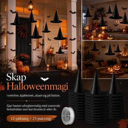 Svevende heksehatter – årets magiske Halloween-dekorasjon